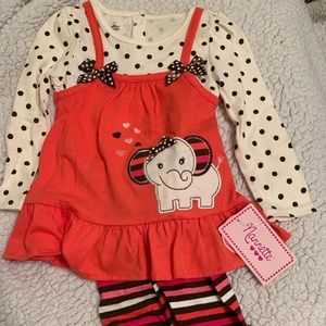 Nannette Girl 2PC Elephant Ruffle Jumper Dress Top